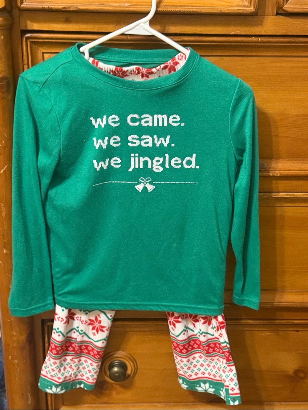 Kids Green Holiday Pajama Set - 'We Came. We Saw. We Jingled.'